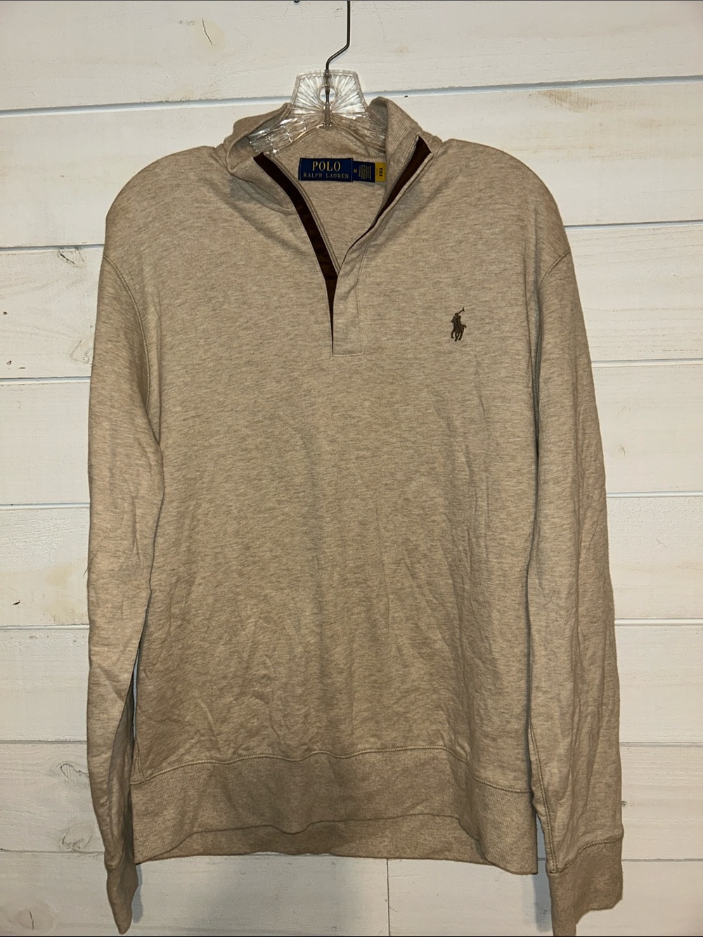 Polo by Ralph Lauren Men’s Tan Quarter-Zip Pullover Hoodie